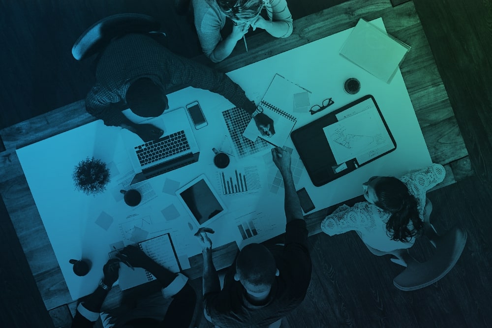 Employees working together in an office