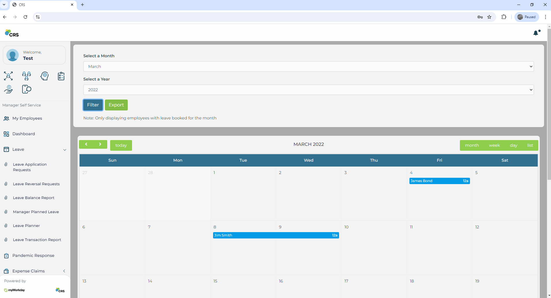 Optimise HR management dashboard