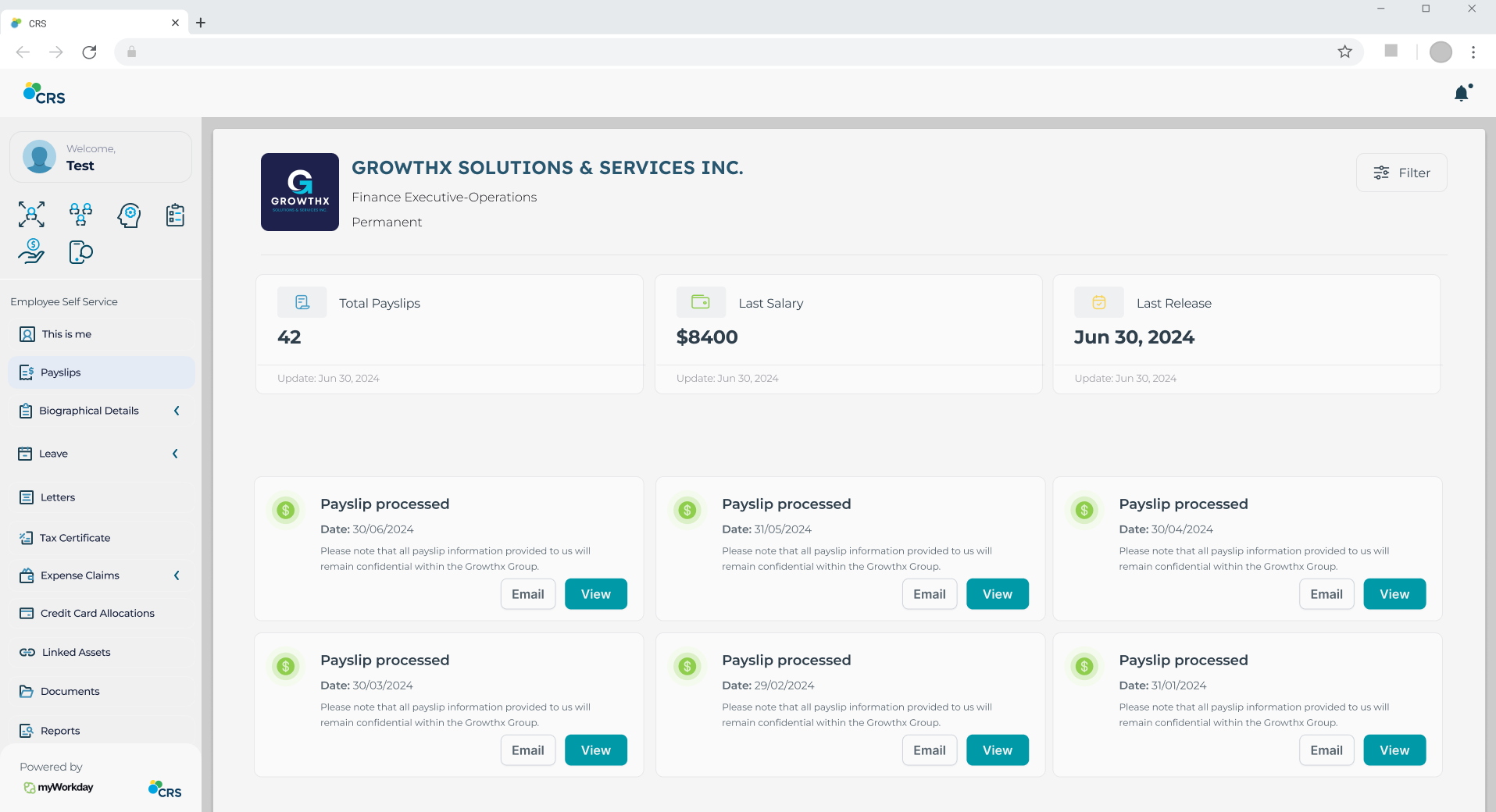 Optimise payroll management dashboard