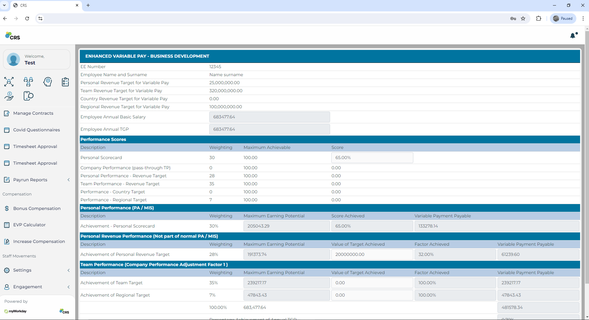 Streamline employee compensation dashboard